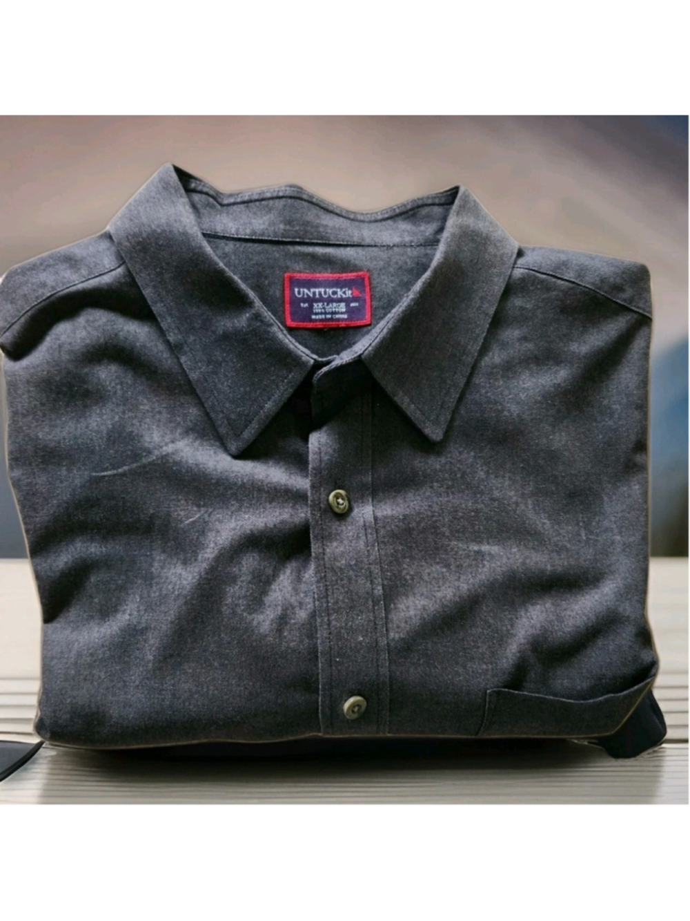 UNTUCKit Mens Casablanca Shirt Button Up 2XL Long Sleeves Pocket Gray